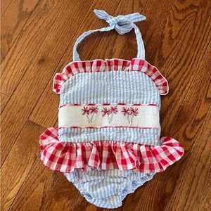 Girls 4th of July smocked bubble halter